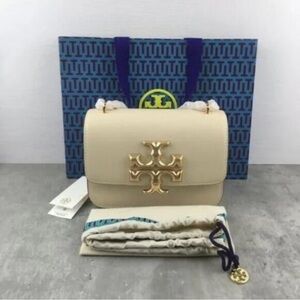 Tory Burch Beige Kira Convertible Crossbody with Gold Logo